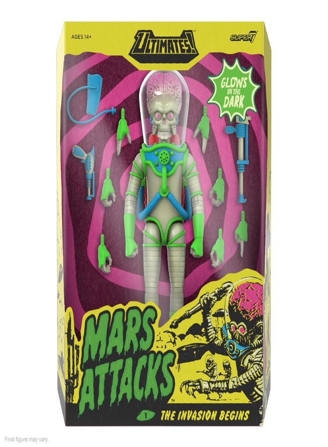 Super7 ULTIMATES! Mars Attacks Martian The Invasion Begins (Glow) - 7" Mars Attacks Action Figure with Accessories - Vintage Collectibles and Retro Toys - Image 2